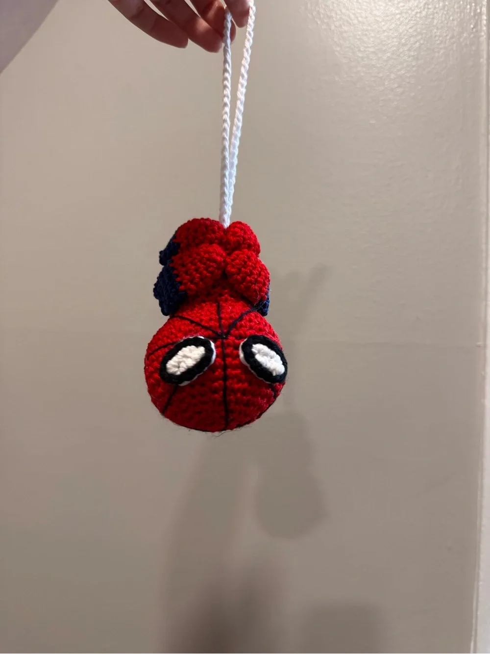 Handmade Red Crochet Superhero Doll - Home Accent